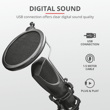 Load image into Gallery viewer, Trust Microphone GXT 232 Mantis with tripod for Streaming,1.5m USB cable
